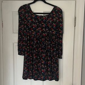 GAP Black Floral Dress with Multicolor Pattern